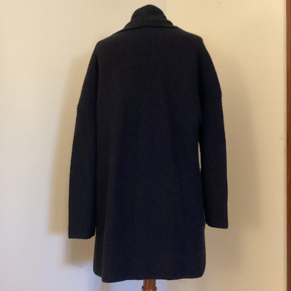 BANANA REPUBLIC CURIO CASHMERE OPEN CARDIGAN M BLACK RIB KNIT PREPPY CLASSIC - Picture 5 of 5